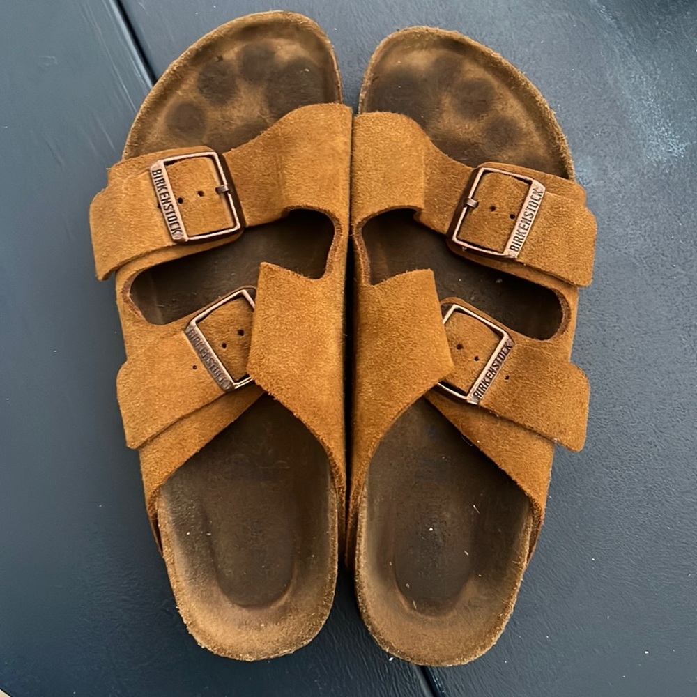Birkenstock Arizona Soft Footbead Suede Leather - Mink Size 7.5 WOMENS